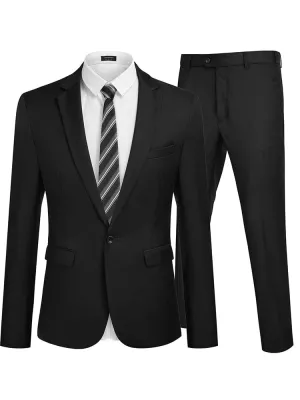 2 Piece Tuxedo Suit Set Blazer Jacket for Business (US Only)