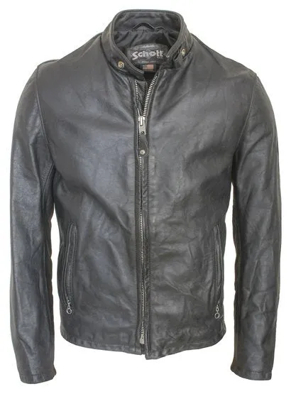 654VN Vintaged Cowhide Cafe Racer Leather Jacket