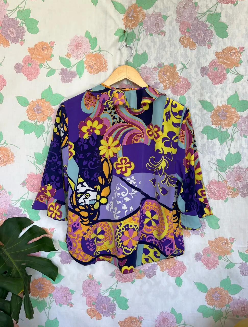 90's Unique Printed Blouse