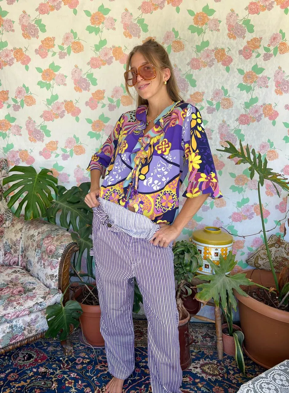 90's Unique Printed Blouse