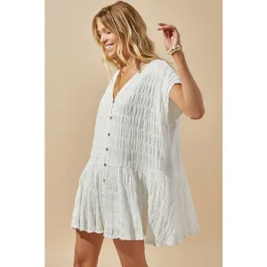 *ACCORDION TEXTURED MINI DRESS WHITE