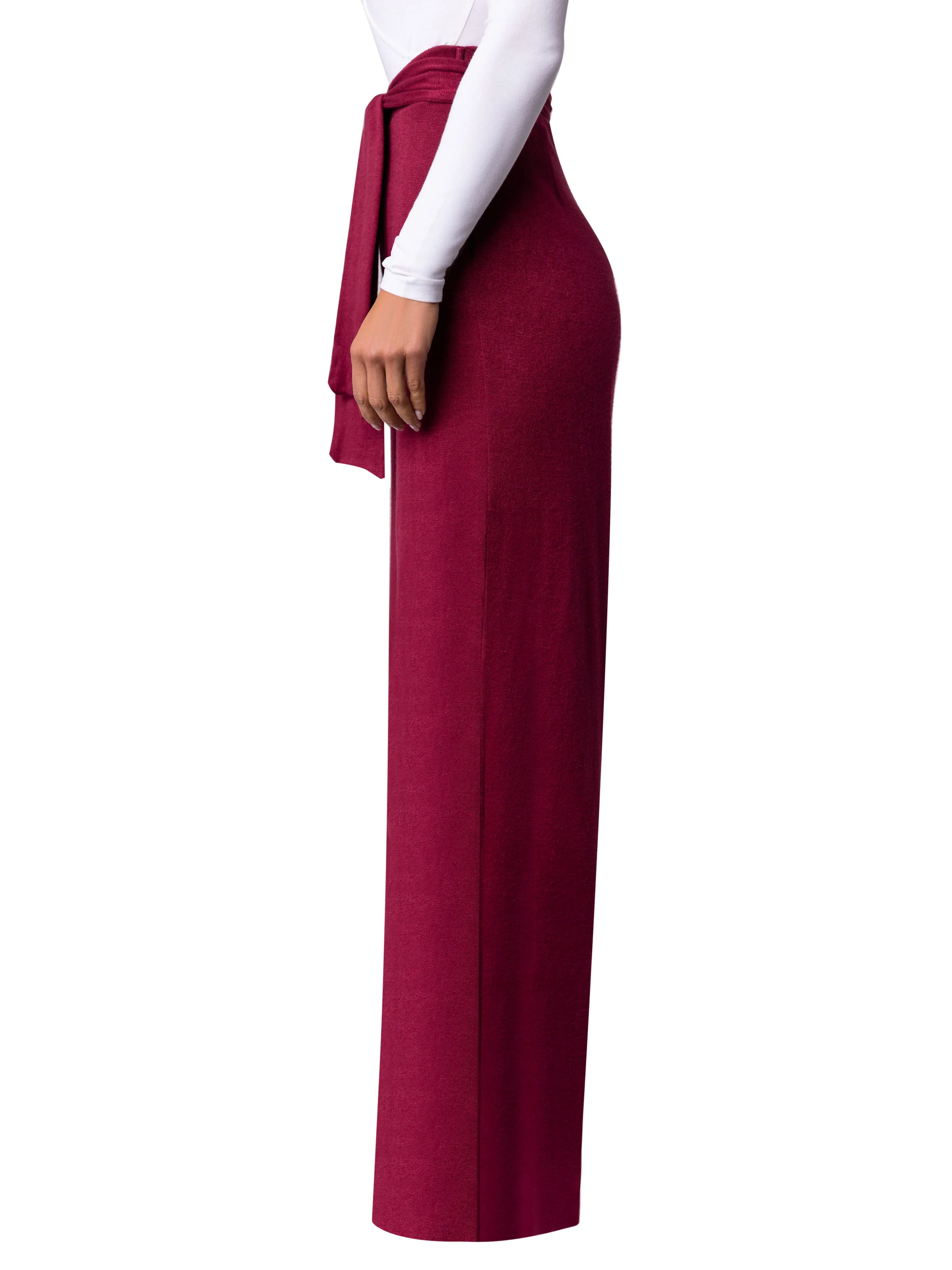 “Alba” Burgundy Belted Pants