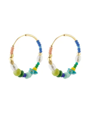 AUBRIE Hoop Earrings - Blue - Gold Plated