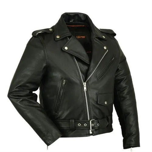 Basic Mens Leather Motorcycle Jacket