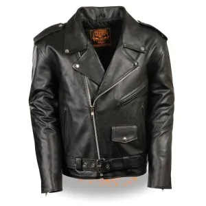 Basic Mens Leather Motorcycle Jacket