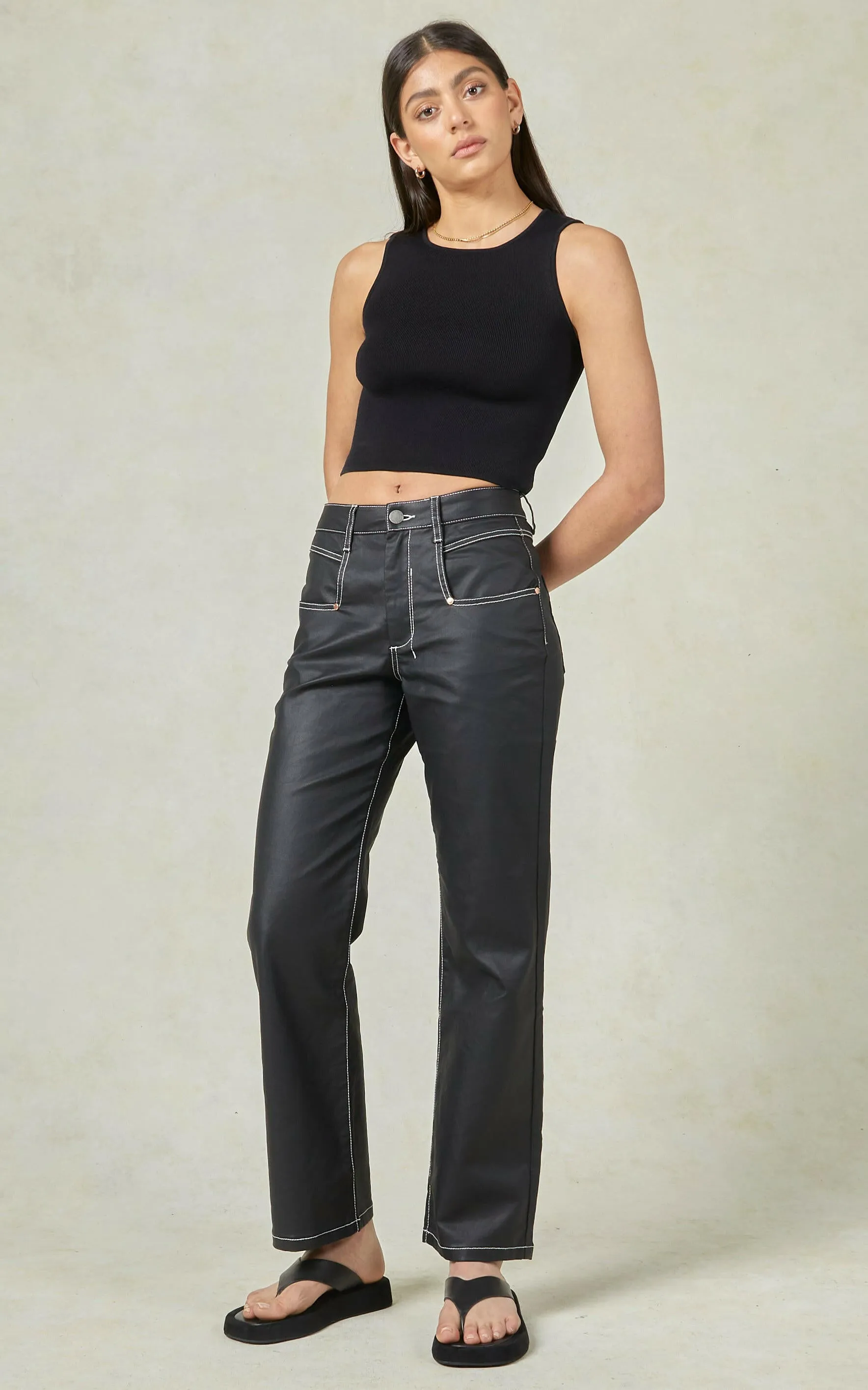 Betzy Coated Denim Black Jeans