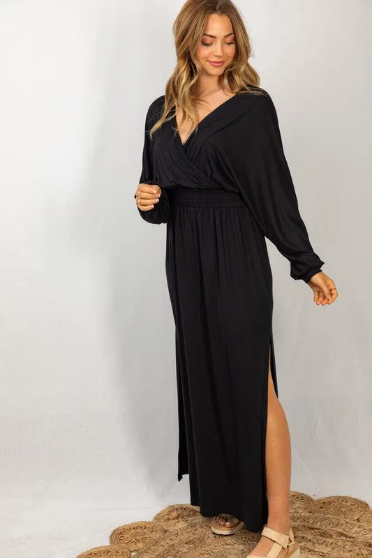 Black Smocked Waist Maxi Dress - Final Sale