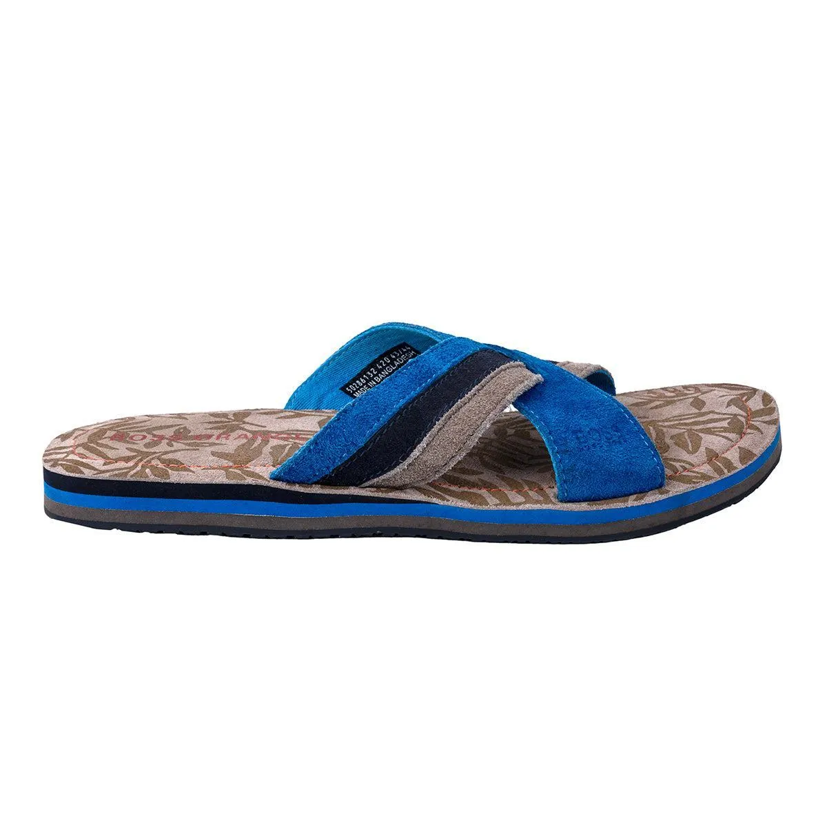 Boss Orange Rost Flat Casual Sandals Leather Blue Colour For Men