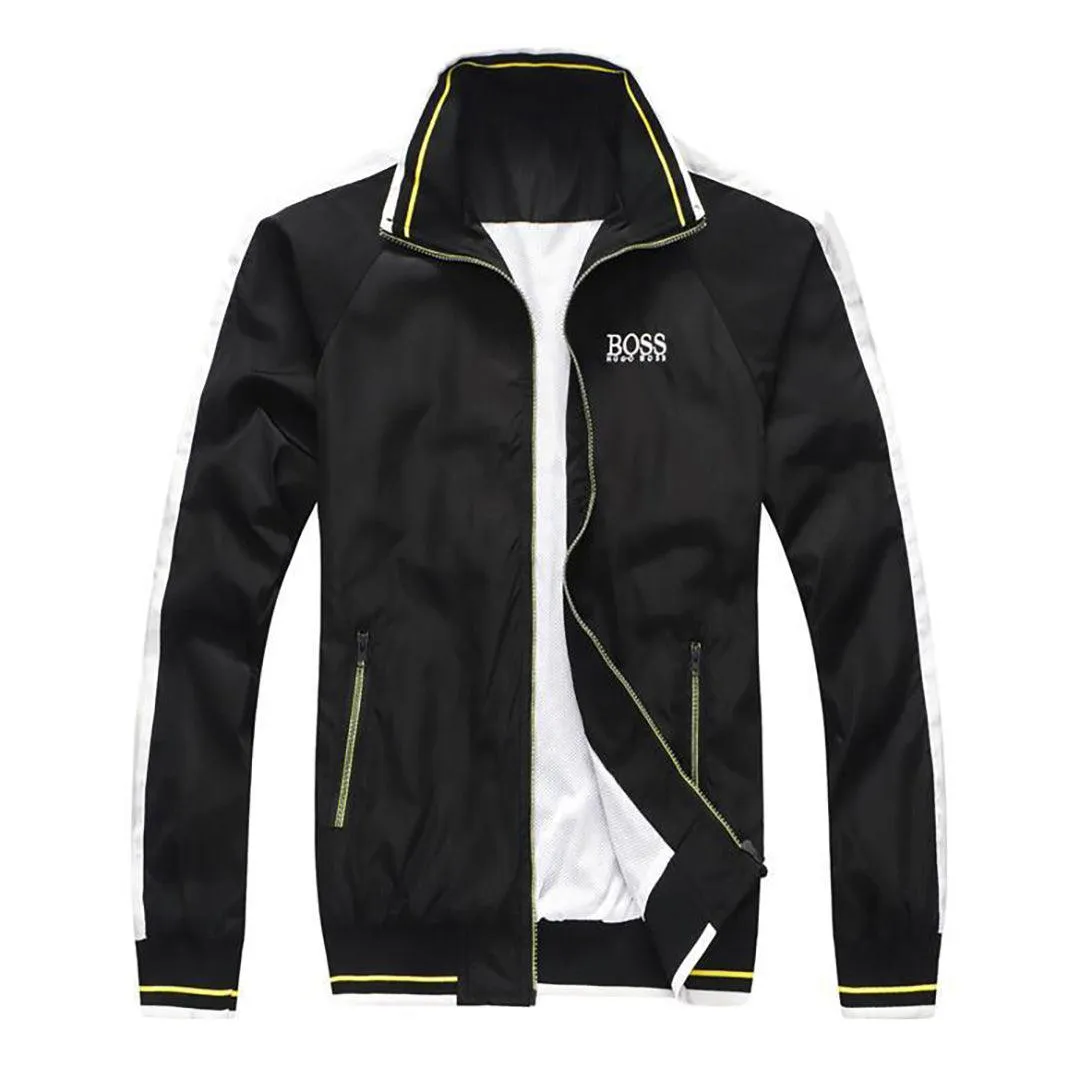 Boss Water-repellent jacket with logo statements-Black