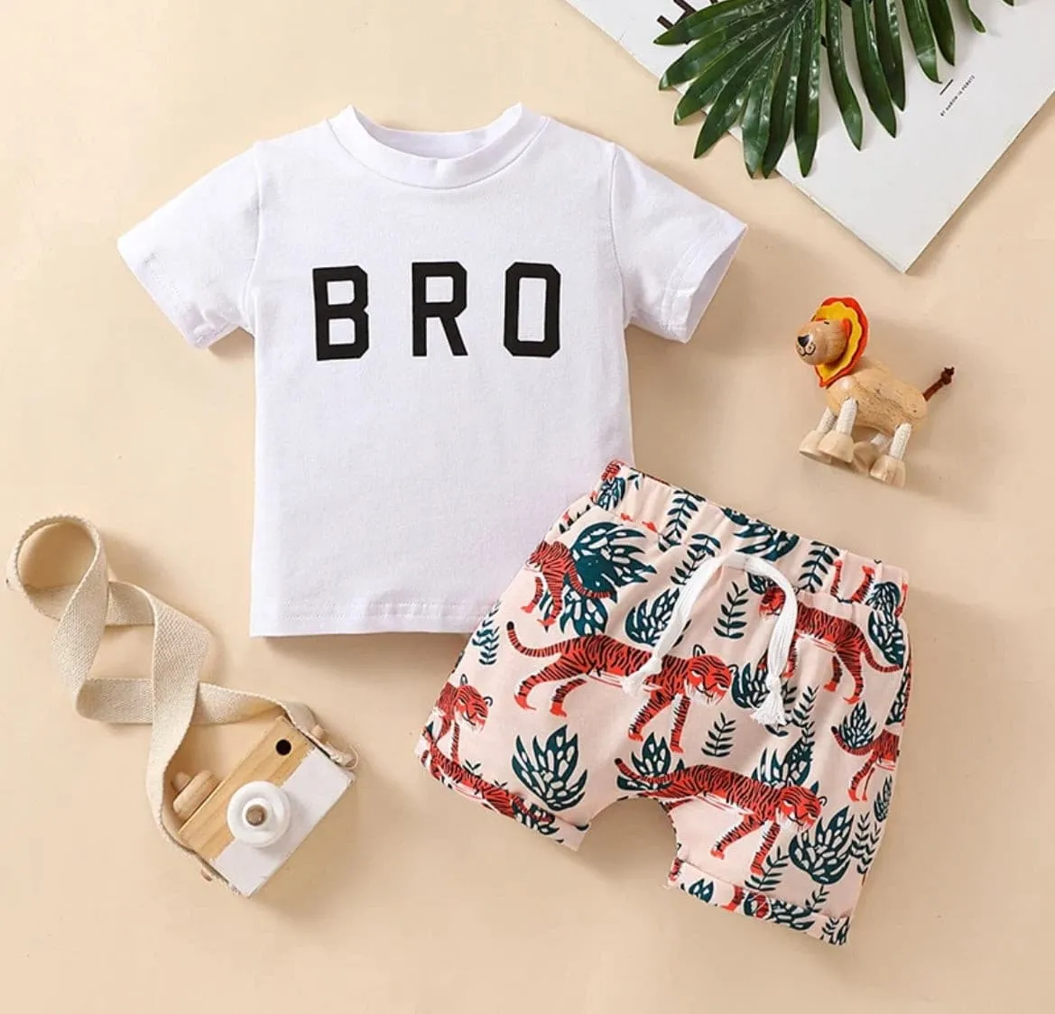 Boys Bro Tee & Tiger Short Summer Set