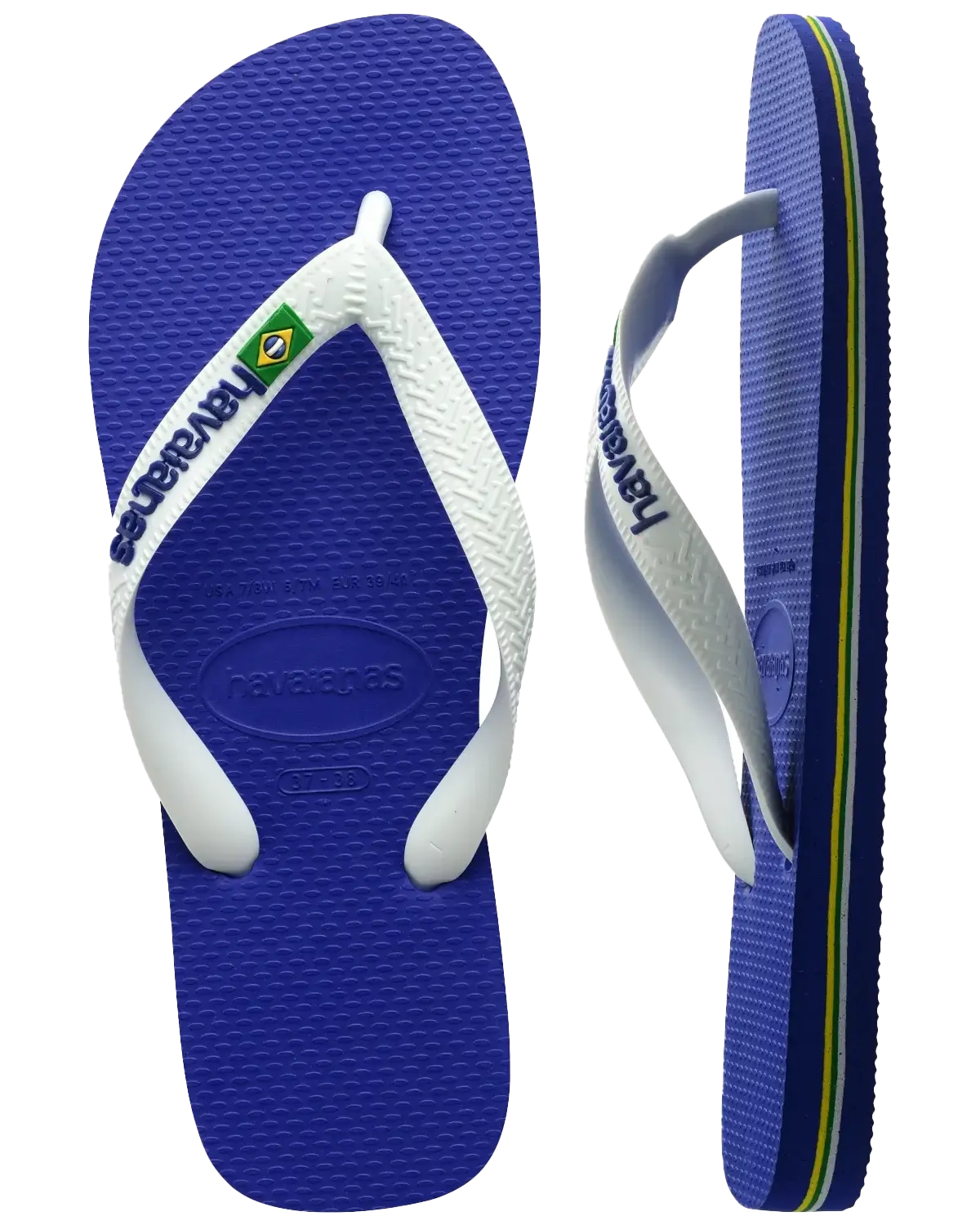 Brazil Logo Flip Flops in Marine Blue