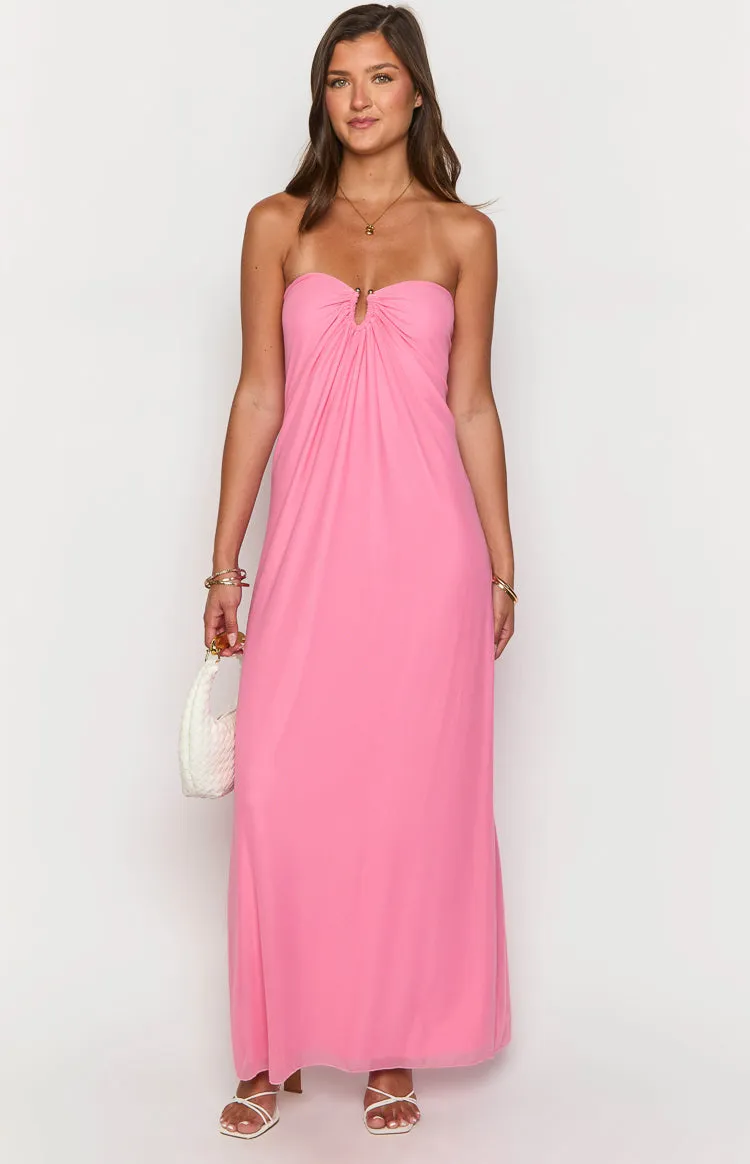 Brynner Pink Strapless Maxi Dress