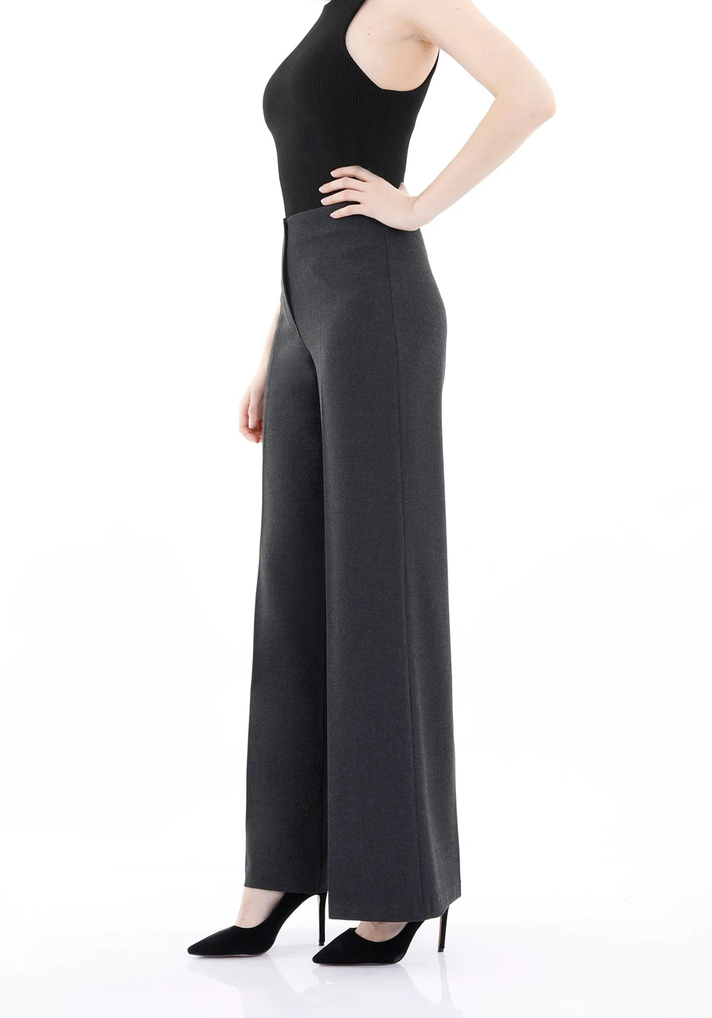 Charcoal Wide-Leg Pants for a Sleek and Stylish Look