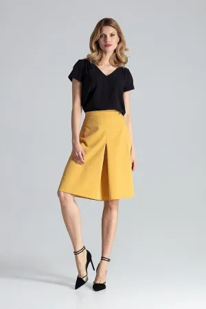 Chic Contrast Pleated A-Line Midi Skirt