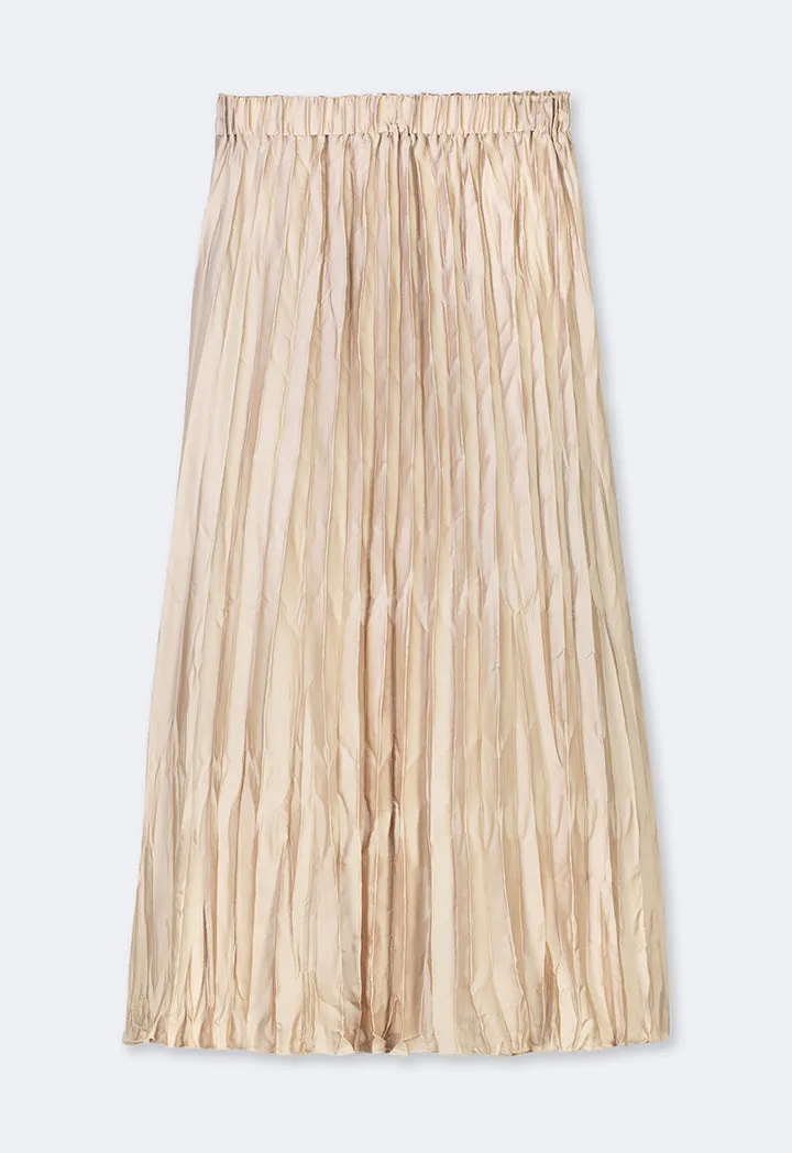 Choice Solid Pleated Skirt Beige