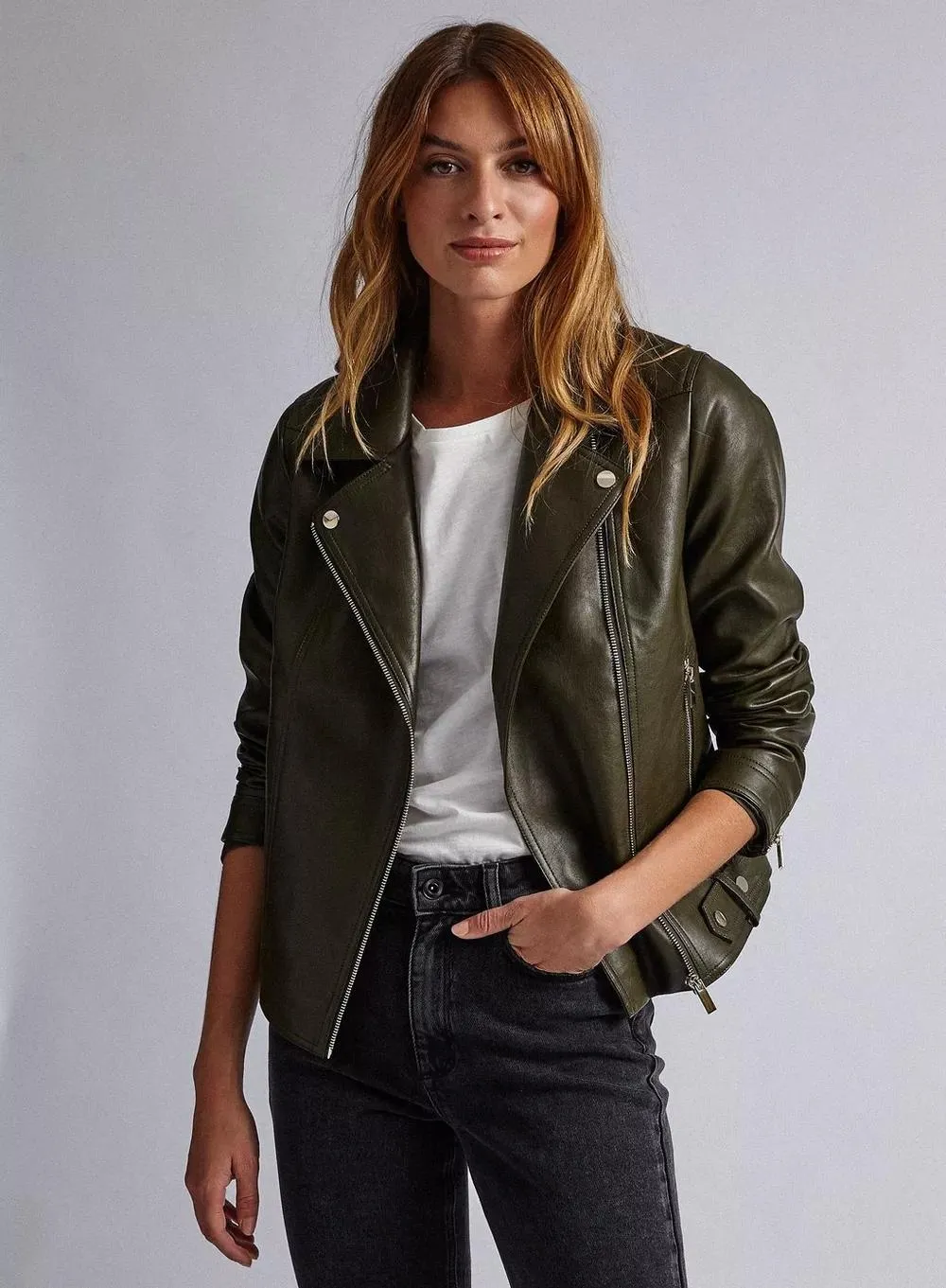 Classic Biker Leather Jacket for Women By TJS