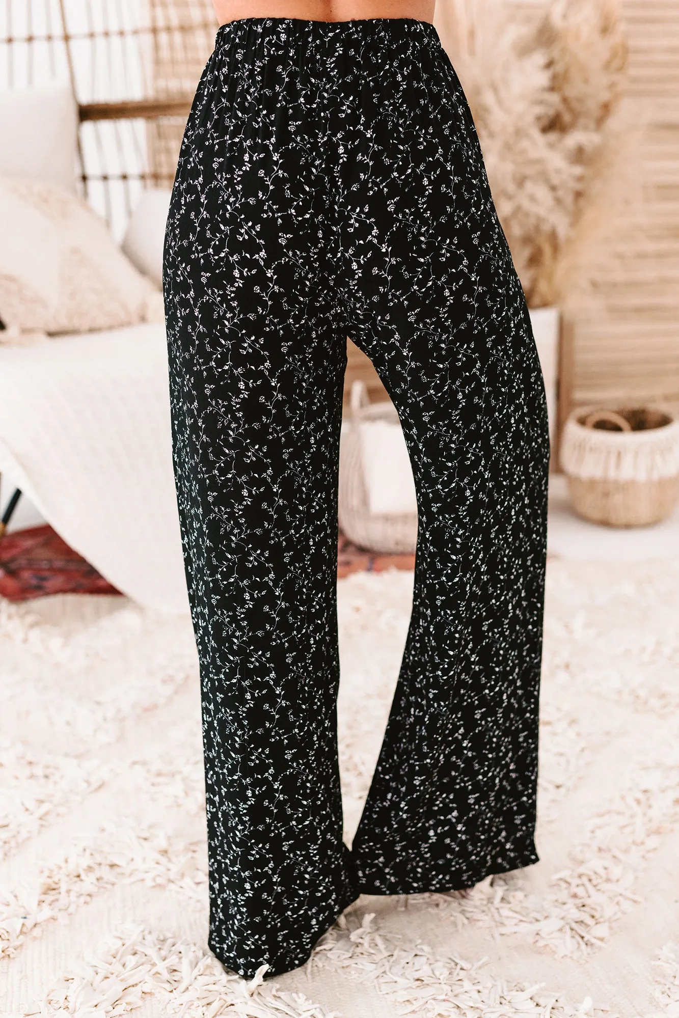 Completely Captivated Floral Wide Leg Pants (Black/White)