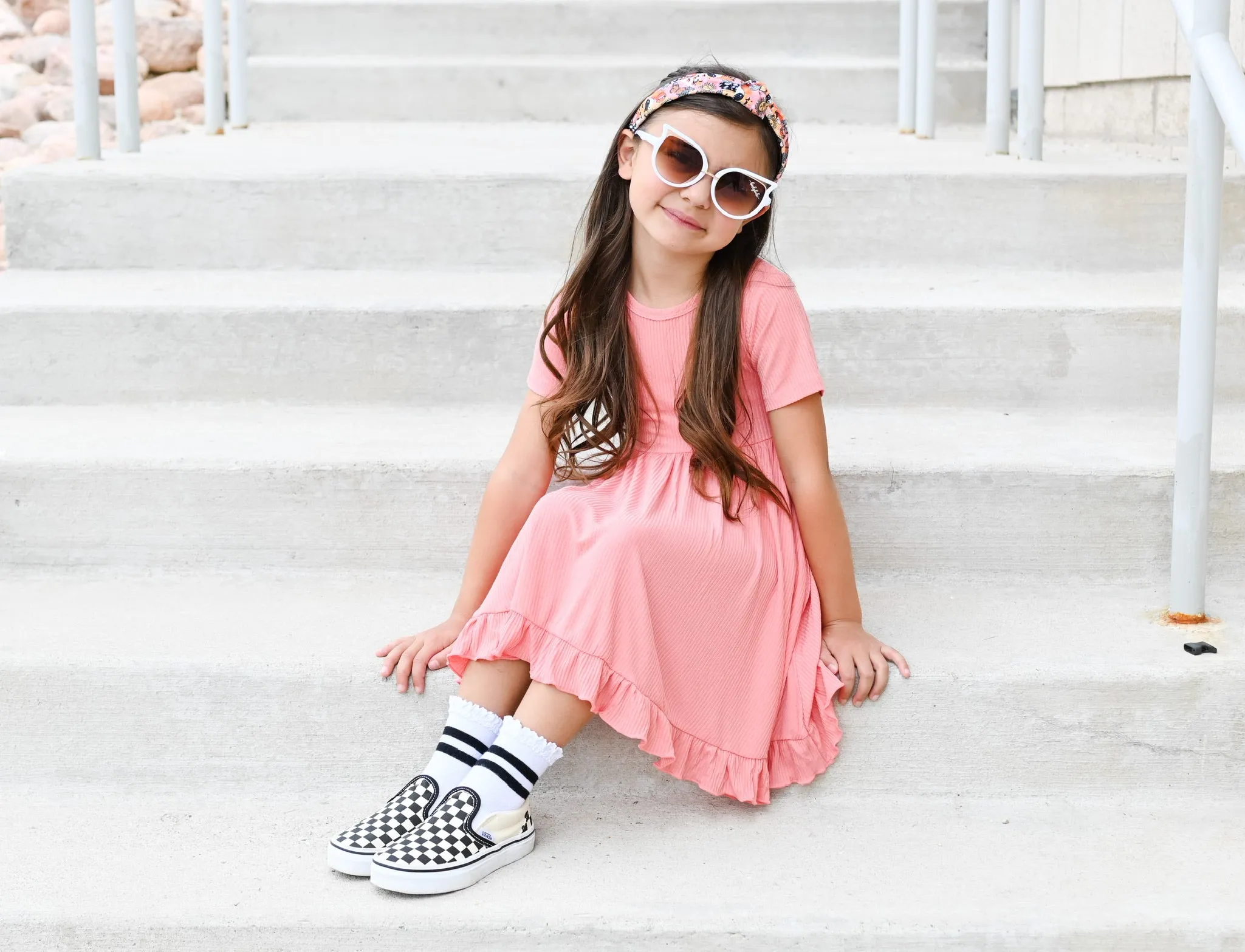 CORAL RIB DREAM RUFFLE DRESS