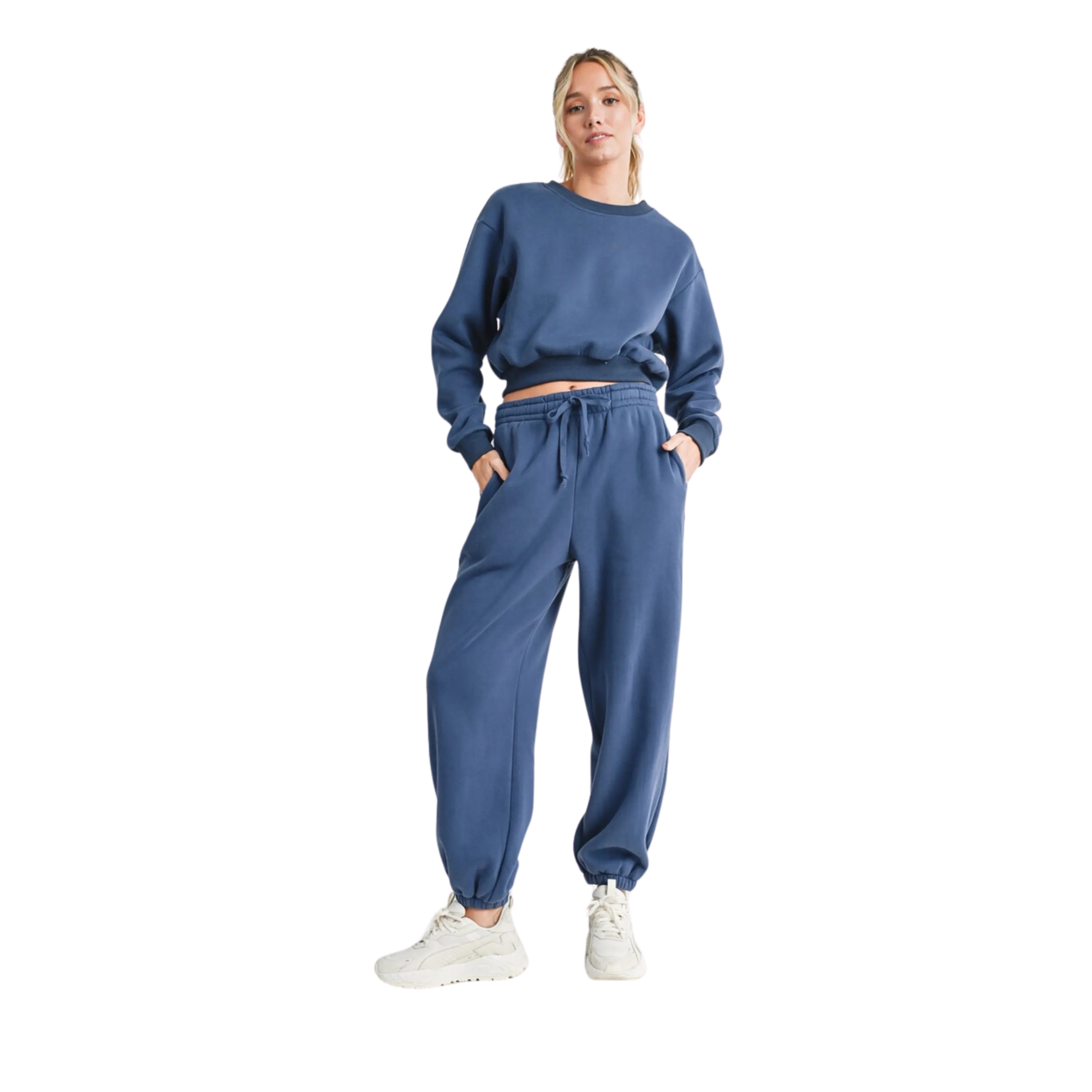 Cropped Sweatshirt Sweatpants Set