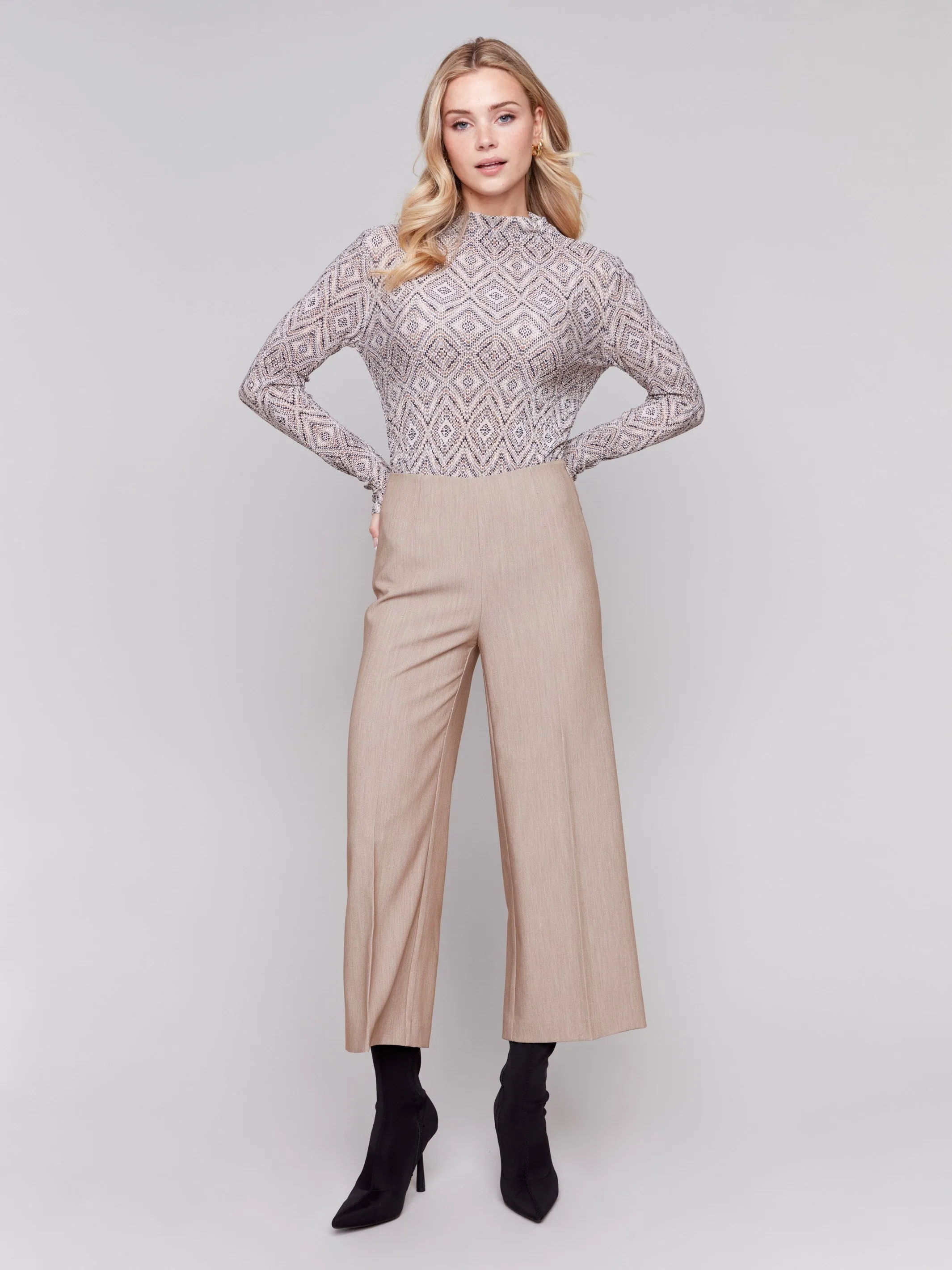 Cropped Wide Leg Pants - Truffle