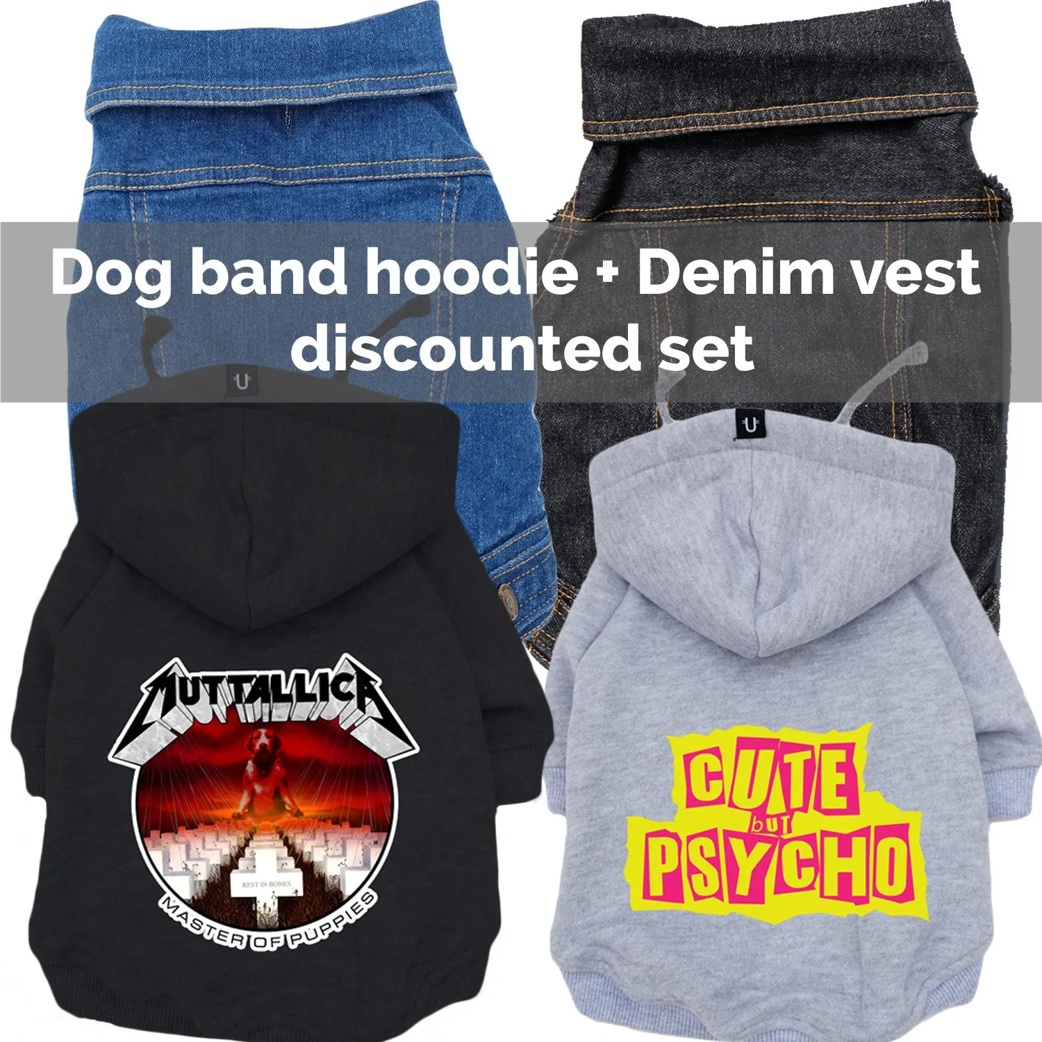 Denim dog vest   Dog Band Hoodie Set