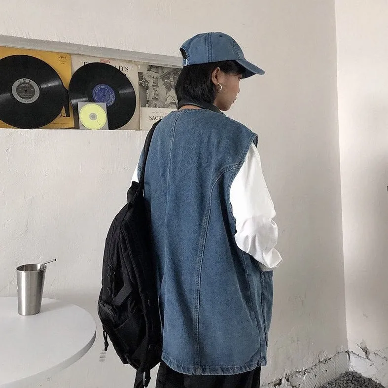 Denim Vest With Pockets