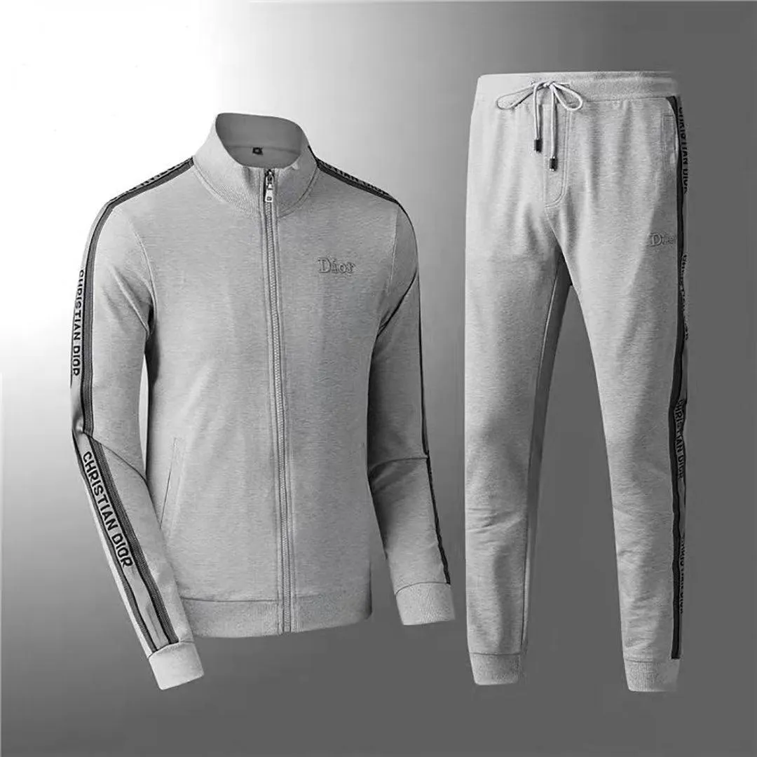 Dio Side Logo Designed Cotton Zip down Track Suit - Ash