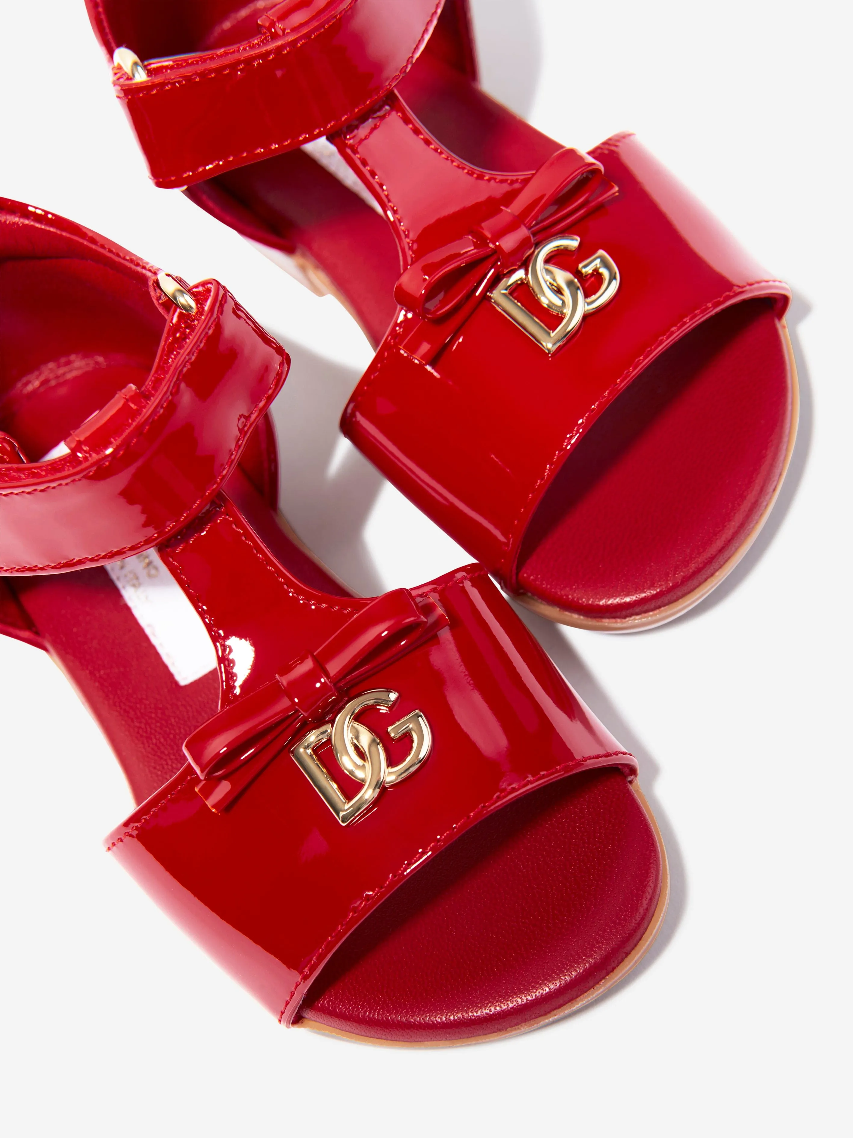 Dolce & Gabbana Girls Patent Leather Sandals in Red