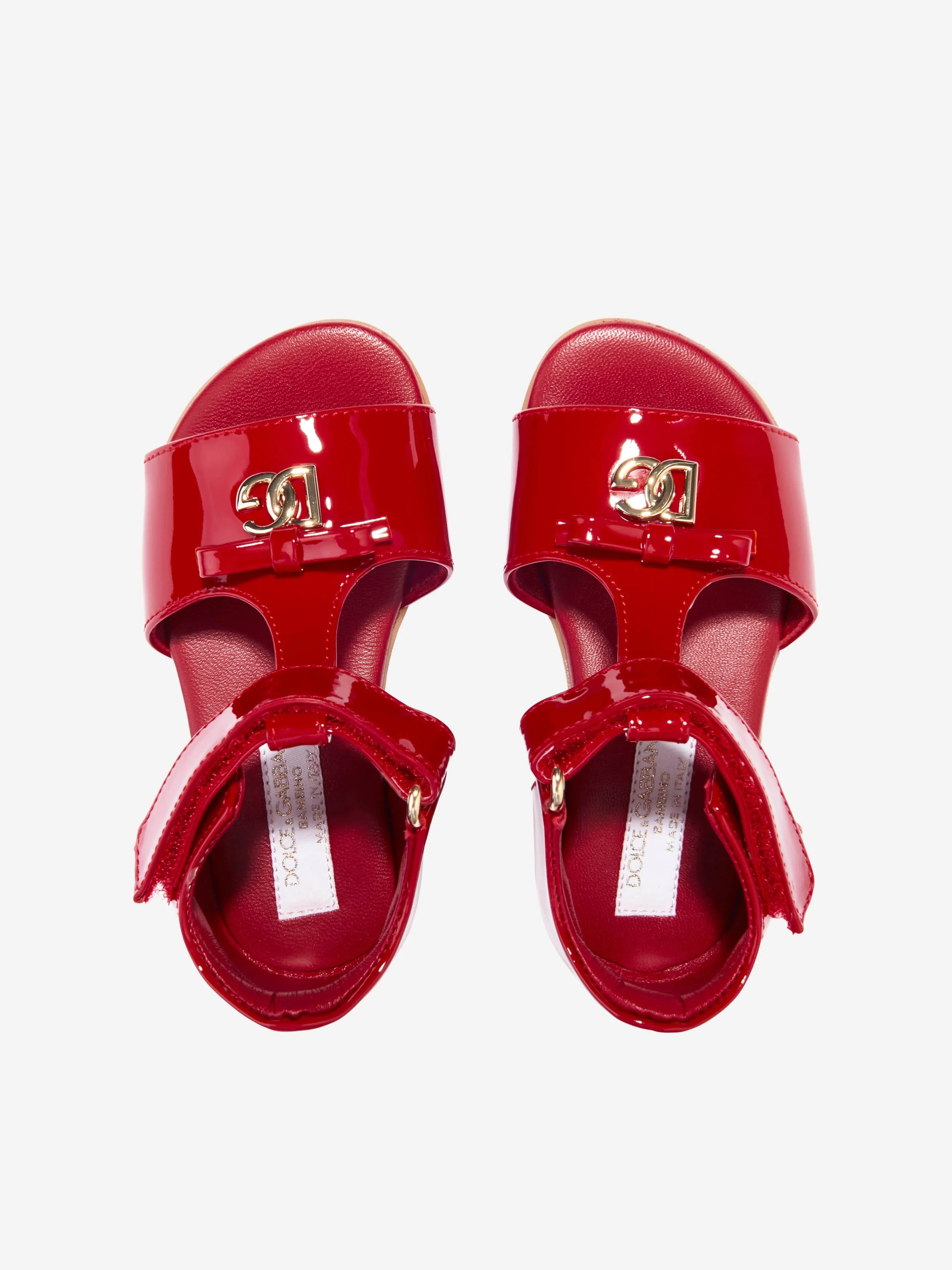 Dolce & Gabbana Girls Patent Leather Sandals in Red