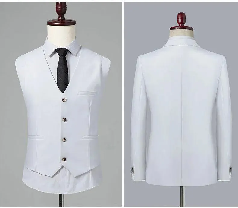 Double-Breasted Solid Men Suit - Business Formal