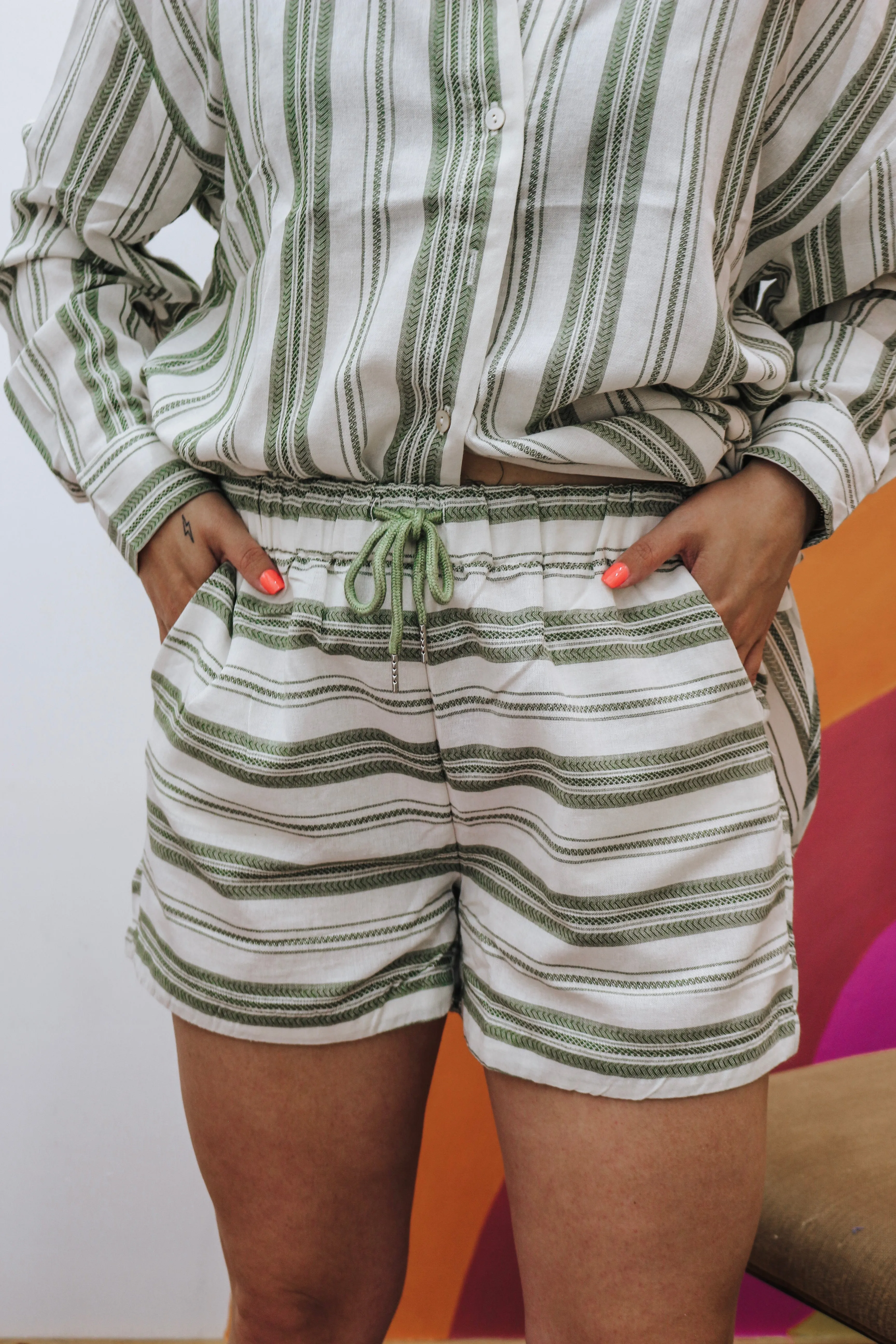 East Coast Olive Stripe Shorts