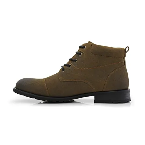 Ferro Aldo Colin MFA806033 Men's Stylish Mid Top Boots for Work Or Casual Wear, Olive Suede, 9.5