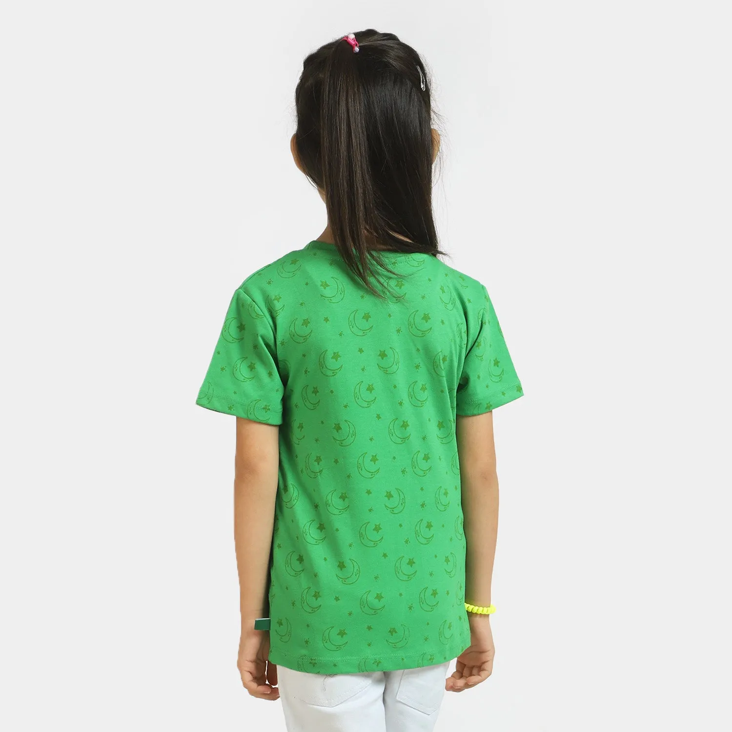 Girls T-Shirt Printed Pakistan Classic Green