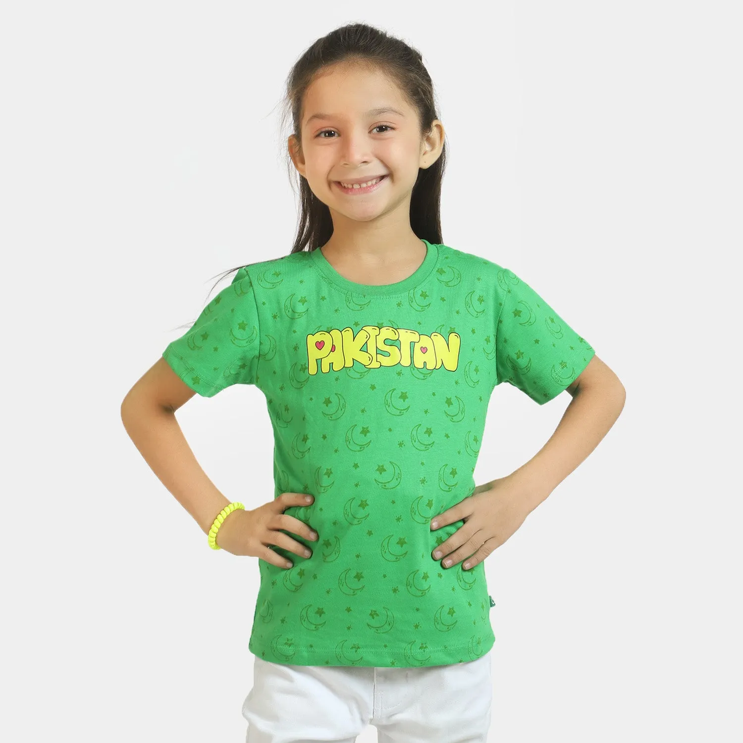 Girls T-Shirt Printed Pakistan Classic Green