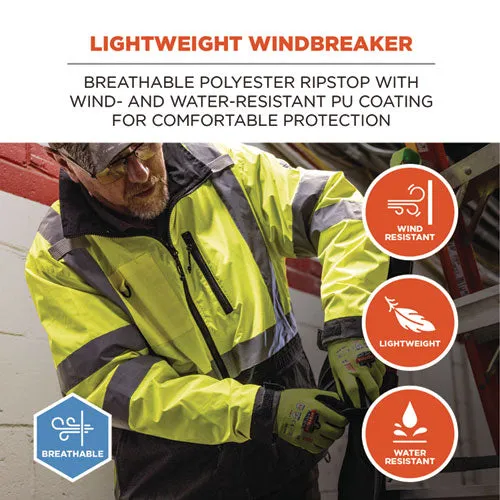 Glowear 8351 Class 3 Hi-vis Windbreaker Water-resistant Jacket, 5x-large, Lime, Ships In 1-3 Business Days