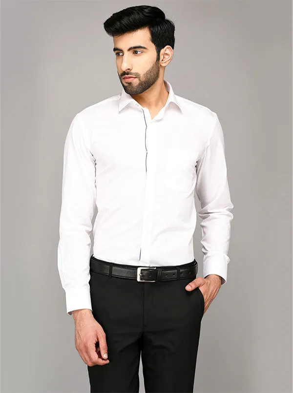 Greenfibre White Dobby Slim Fit Formal Shirt