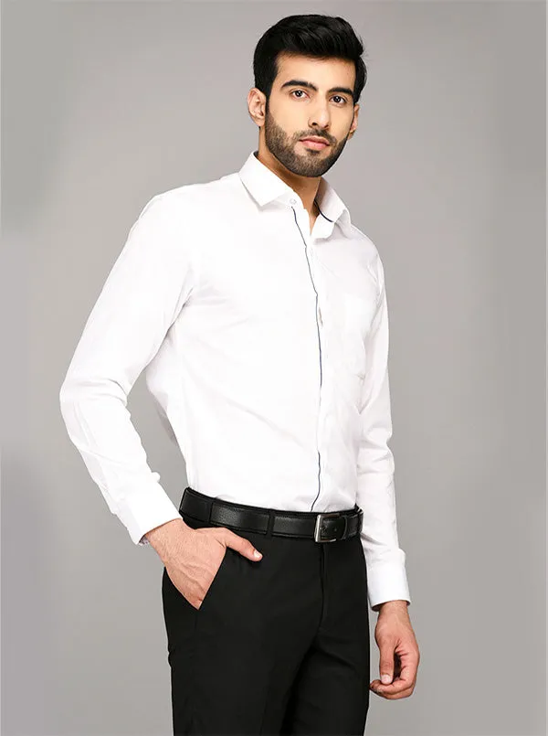 Greenfibre White Dobby Slim Fit Formal Shirt