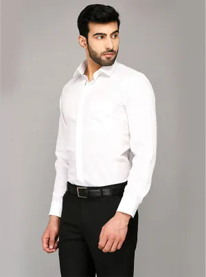 Greenfibre White Dobby Slim Fit Formal Shirt