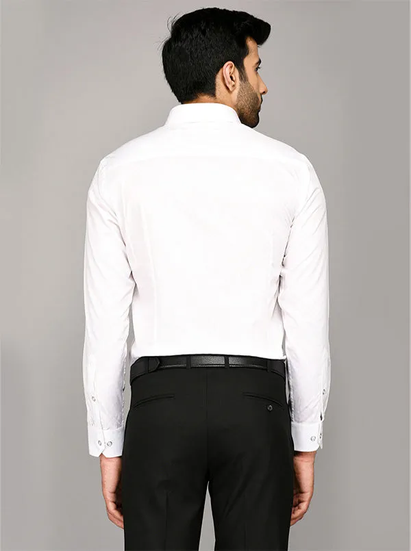 Greenfibre White Dobby Slim Fit Formal Shirt