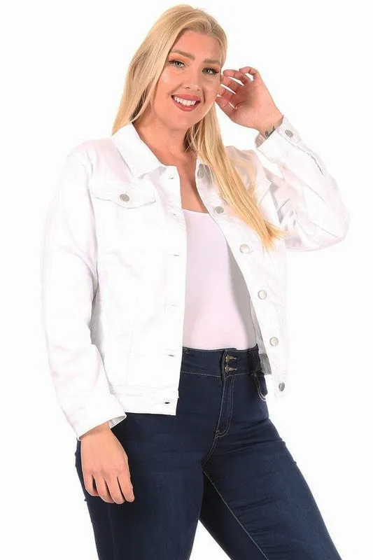 Here We Go White Denim Jacket