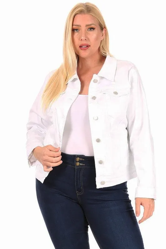 Here We Go White Denim Jacket