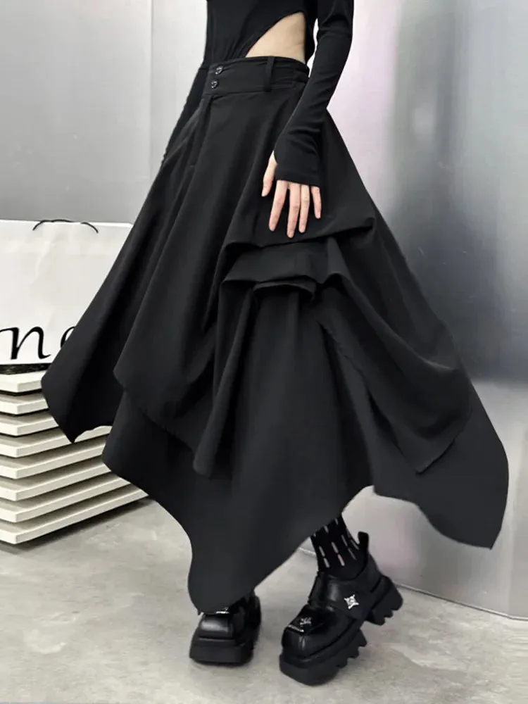 HEYFANCYSTYLE High Waist Black Pleated A-line Skirt