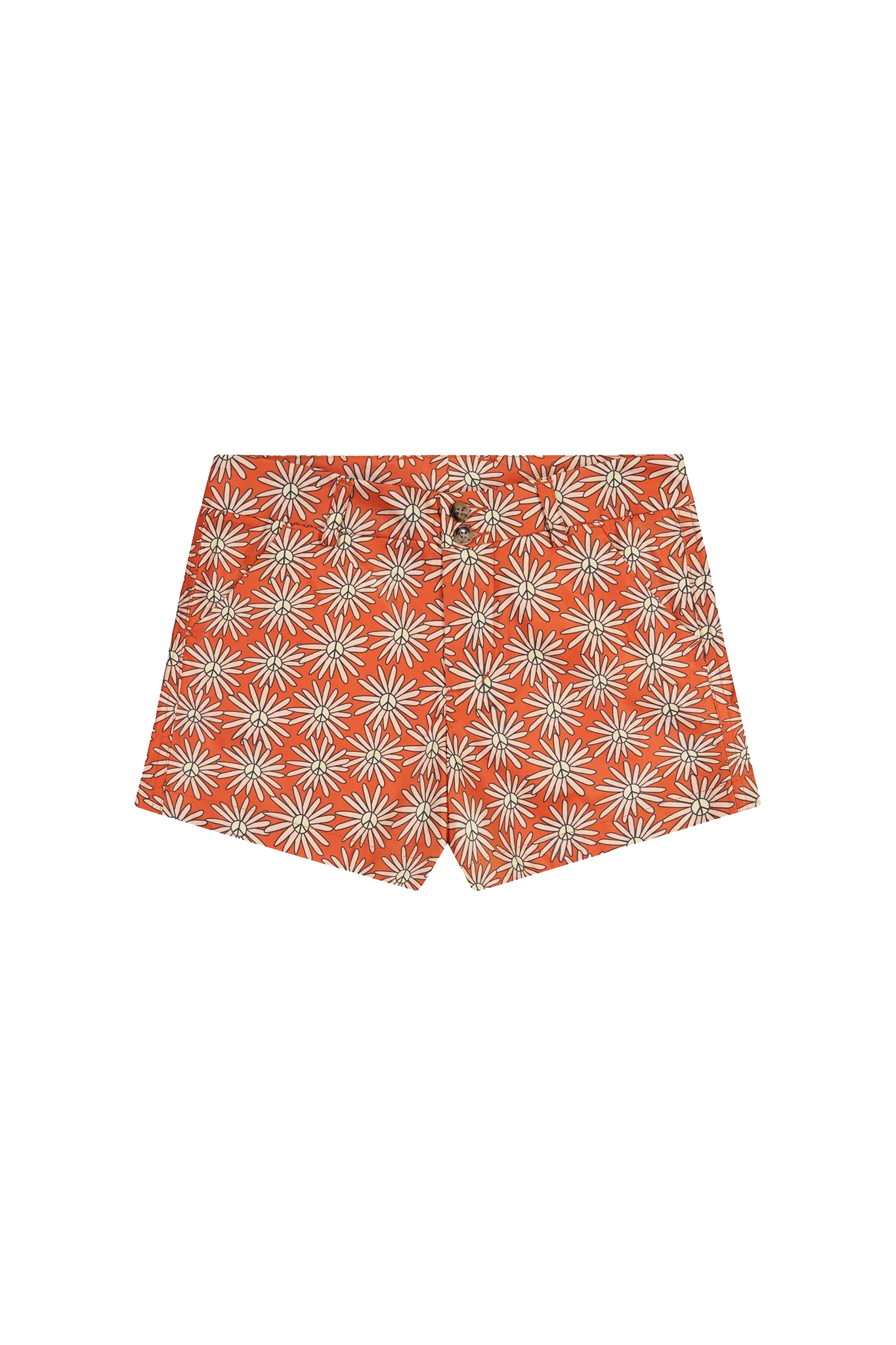 High Waist Short - Burnt Peace Flower