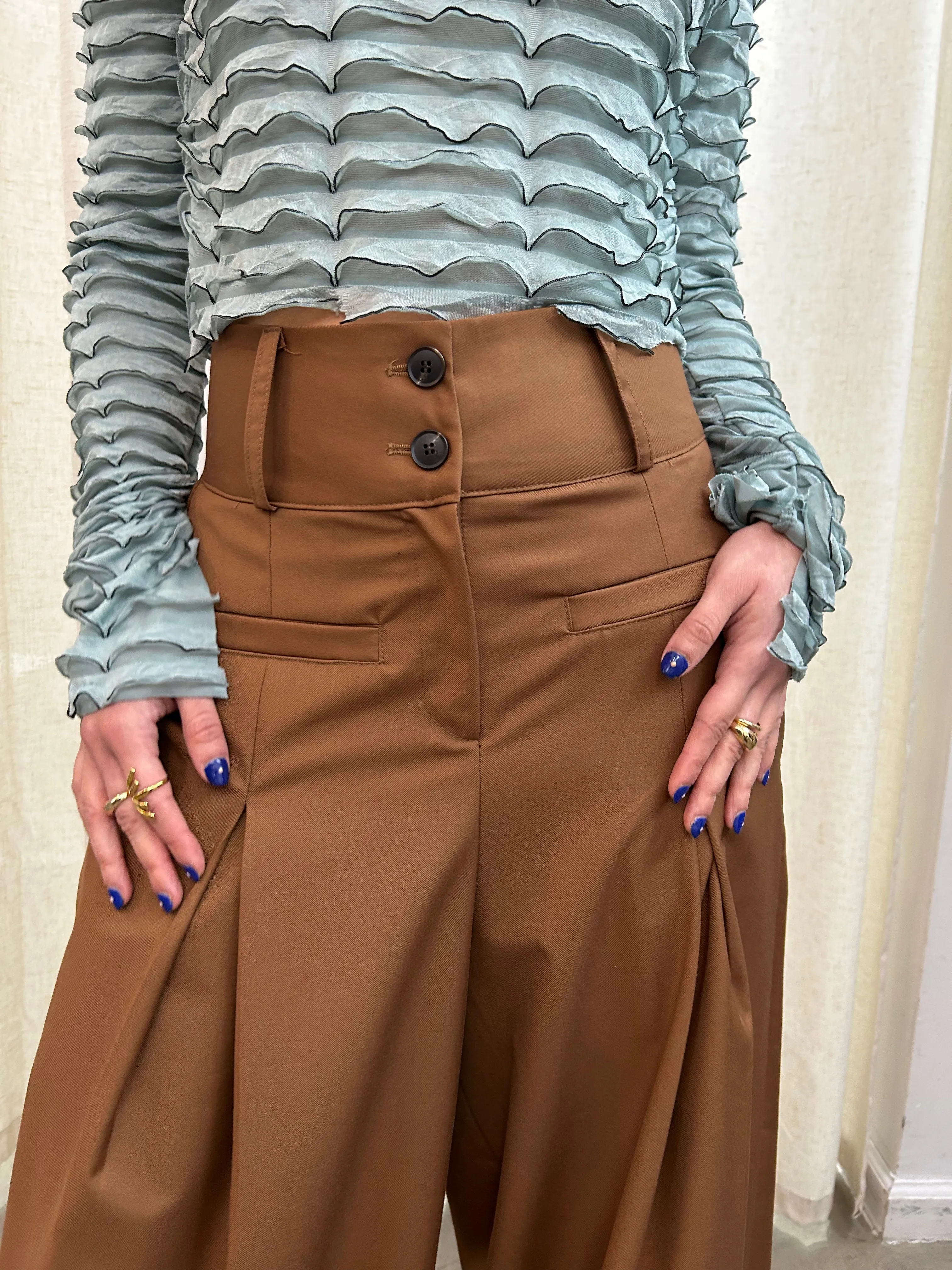 high waist wide leg trouser pant