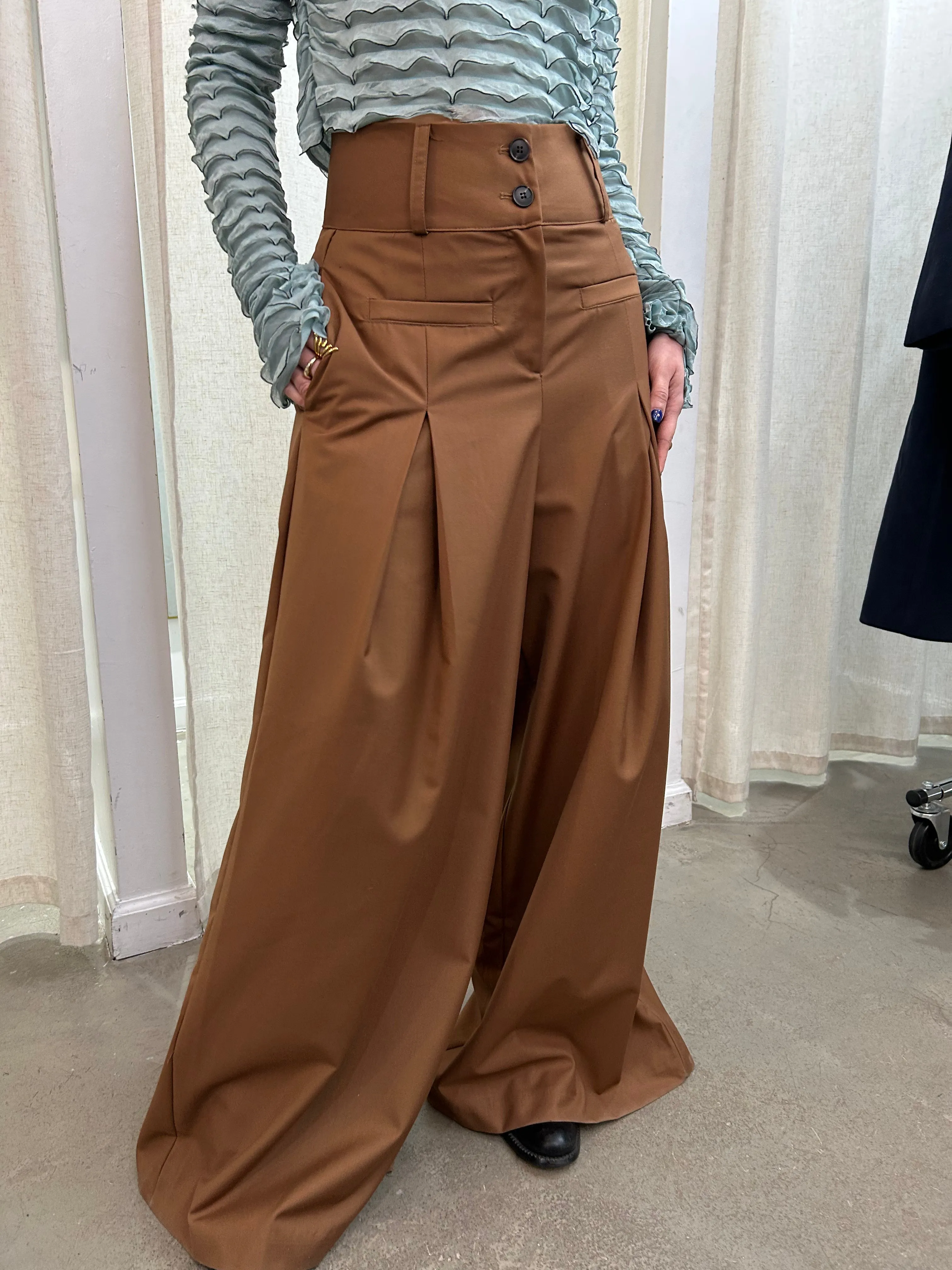 high waist wide leg trouser pant