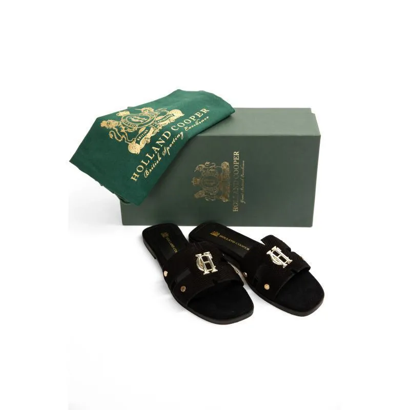 Holland Cooper Monogram Ladies Sliders - Black