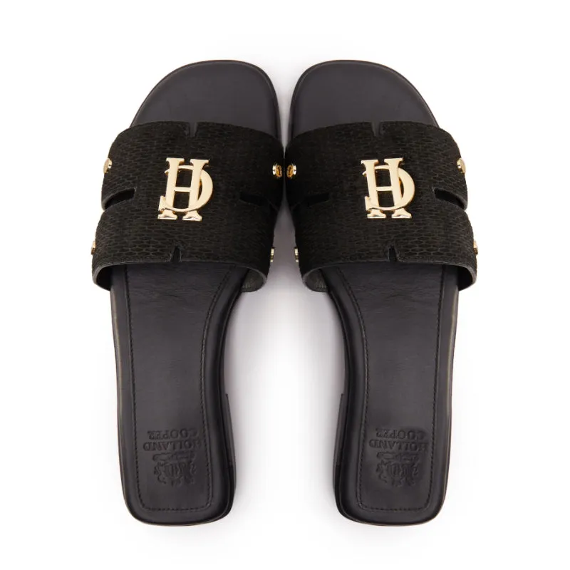 Holland Cooper Monogram Ladies Sliders - Black