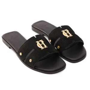 Holland Cooper Monogram Ladies Sliders - Black