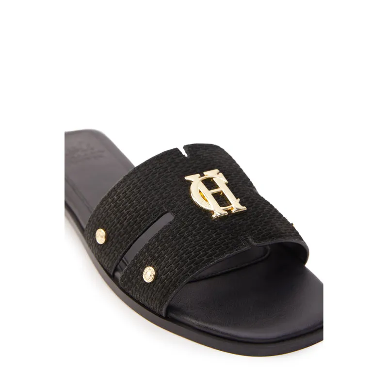 Holland Cooper Monogram Ladies Sliders - Black