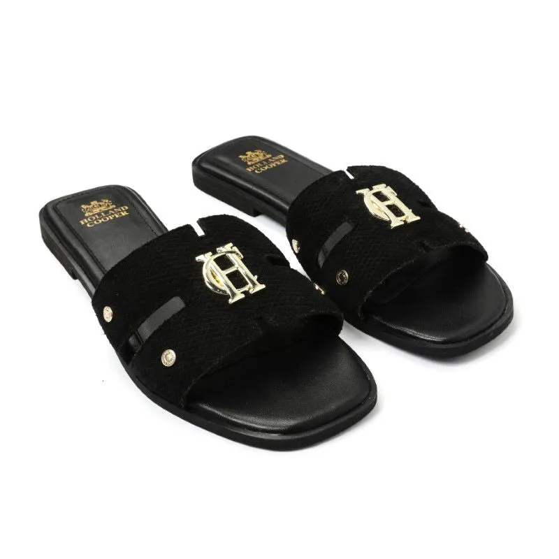 Holland Cooper Monogram Ladies Sliders - Black